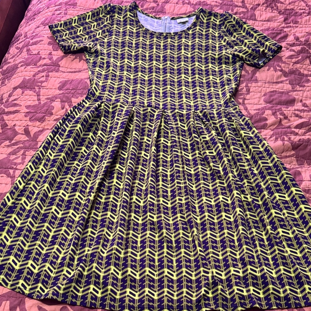 LuLaRoe Women's Dress in Yellow and Black